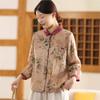 Johnature Camicie da donna stile cinese con stampa floreale, bottoni, top primaverili, colletto rovesciato, maniche lunghe, camicie a bottoni