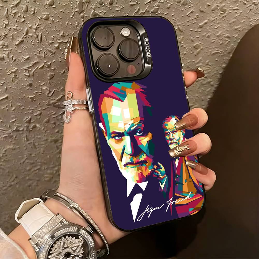 Sigmund Freud Psychoanalysis Phone Case For iPhone 17,16,15,14,13,12,11 Plus,Pro Max,XS,Colorful Silver Phone Case Funda Cover