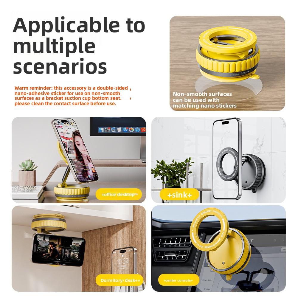 Car Rotating Adsorption Glass Vacuum Suction Cup Strong Magnetic Anti-shake Navigation Chasing Drama Lazy Folding Magnetic Mobile Phone Holder