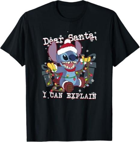 Lilo Stitch Christmas Dear Santa I Can Explain Black TShirt S