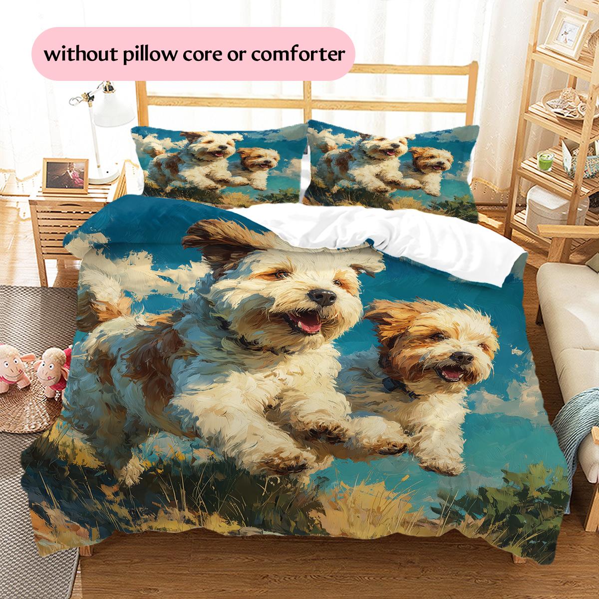 

Shih Tzu and grass Pattern Bedding Home Decoration Birthday Gift (1 * duvet cover + 2 * pillowcase, without core) 135x200cm