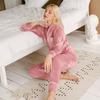 Womens Warm Fleece Pajama Set Long Sleeve Robe Lounge Wear Winter Home Comfort