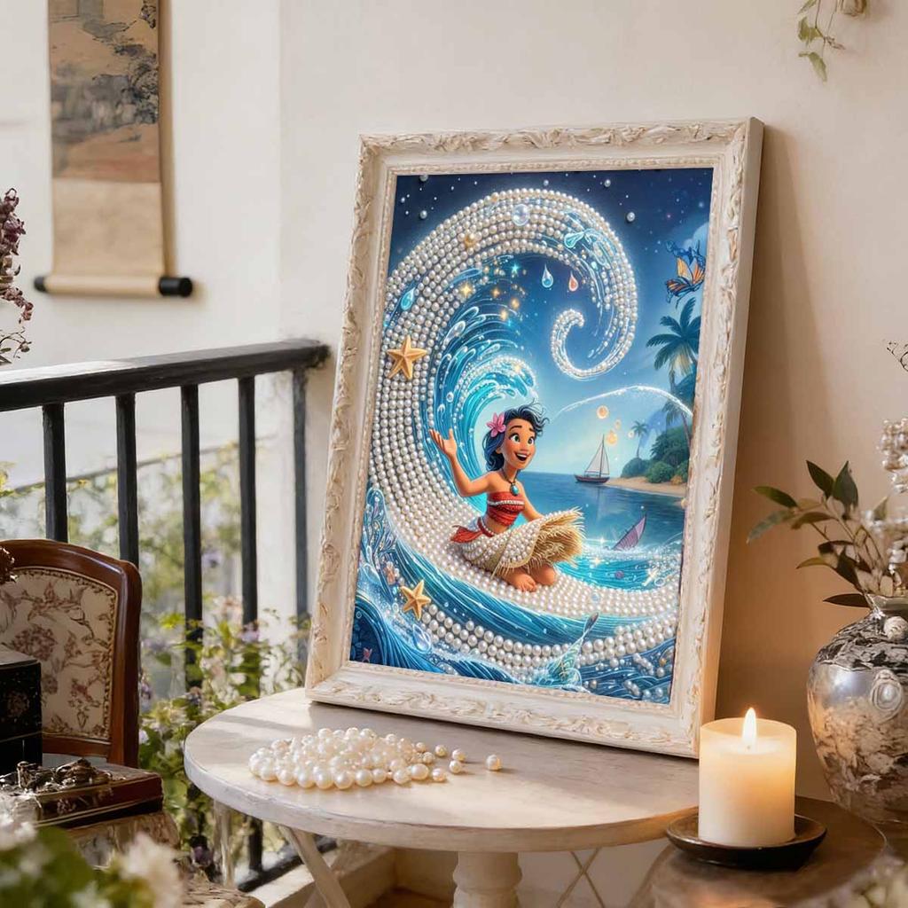 Disney Pearl Painting Moana Wave Fantasy Creative Art 5D Pearl Embroidery Cross Stitch Kit Handmade DIY Home and Room Decor Gift