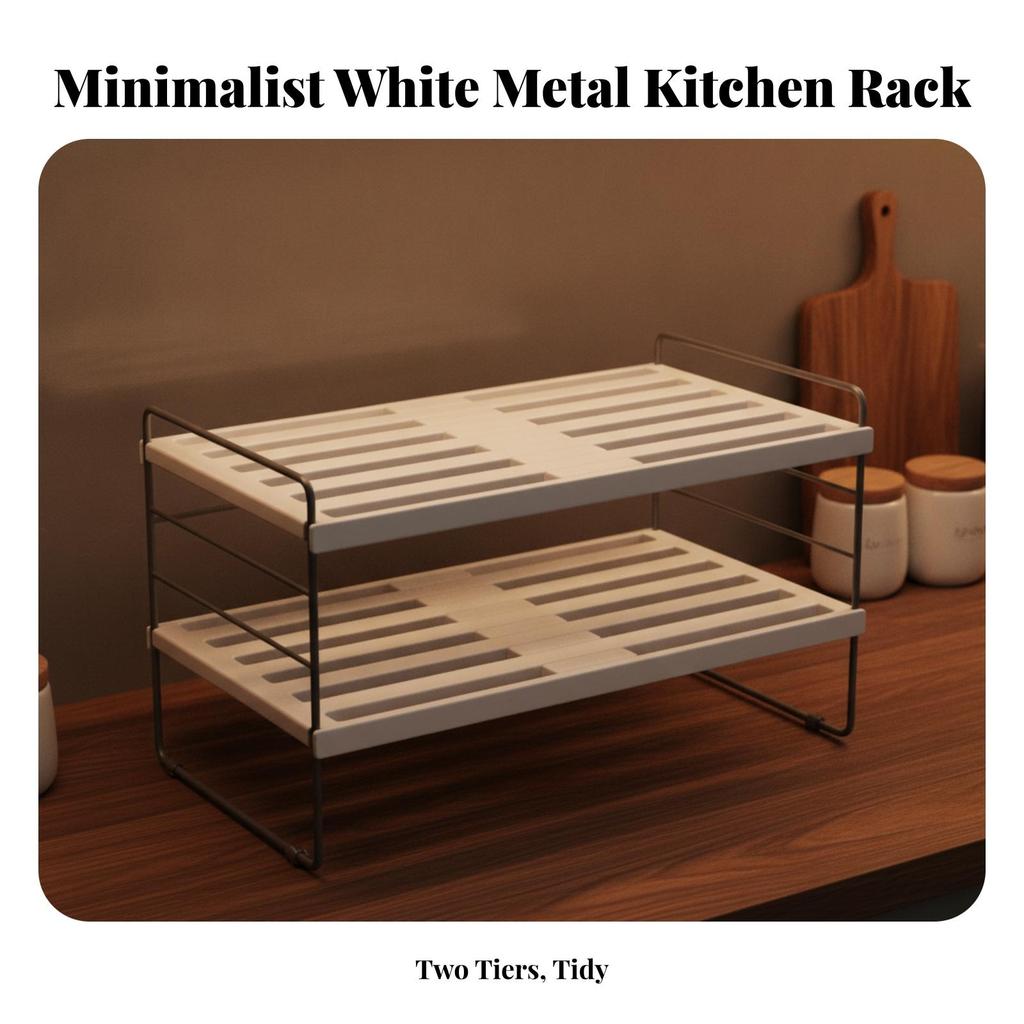 Expandable Cabinet Shelf Space-Saving Counter with Guardrails Heavy-Duty