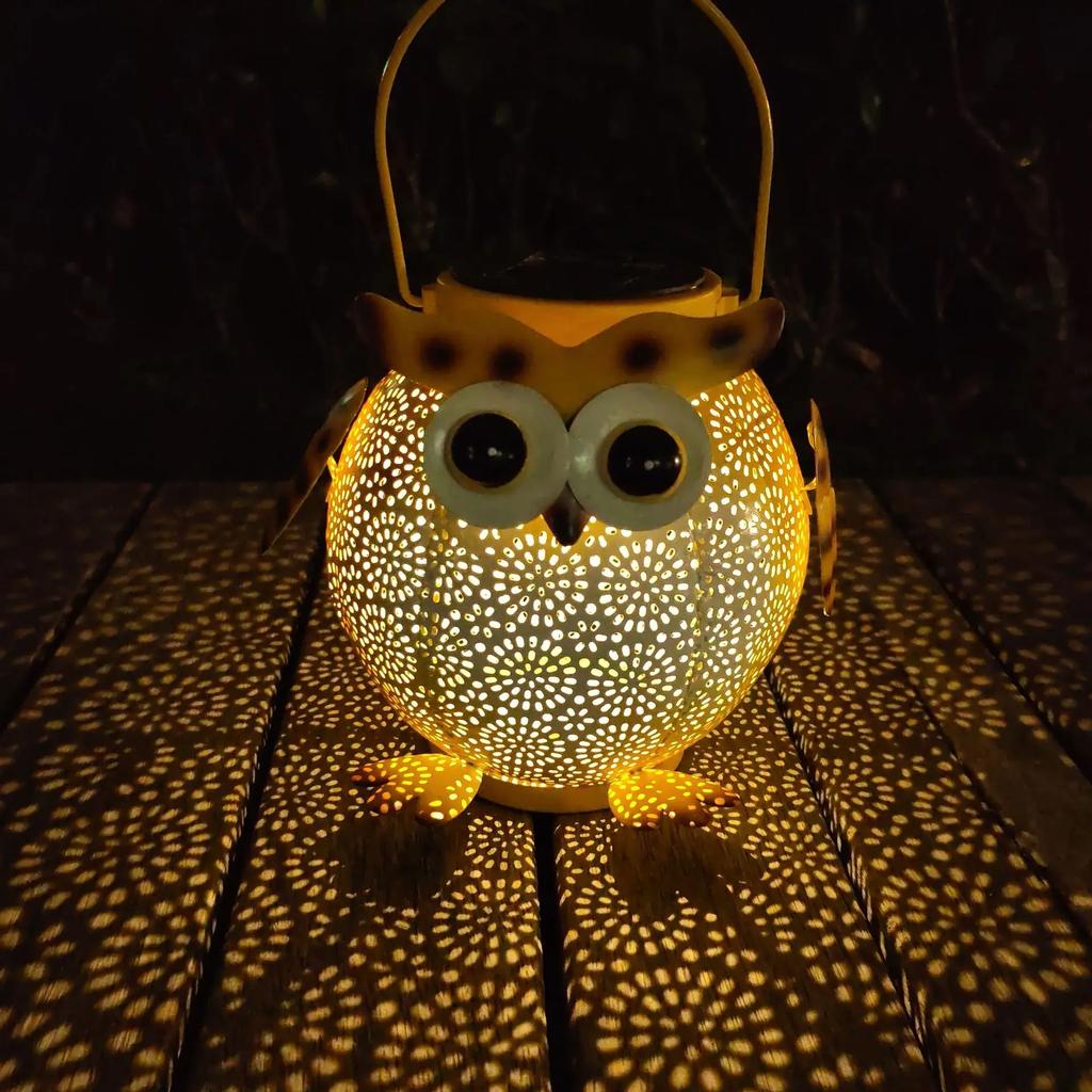 Owl Iron Art Solar Courtyard Light Outdoor IP65 Villa Park Garden Decoration Atmosphere Light Hollow Landscape Light
