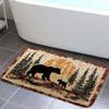 Bear Rug Mat Farmhouse Bathroom Rugs Animal Black Bear Forest Trees Rustic Cabin Carpet Camping Bath Rug Sets for Bathroom Bedroom Kitchen Outdoor