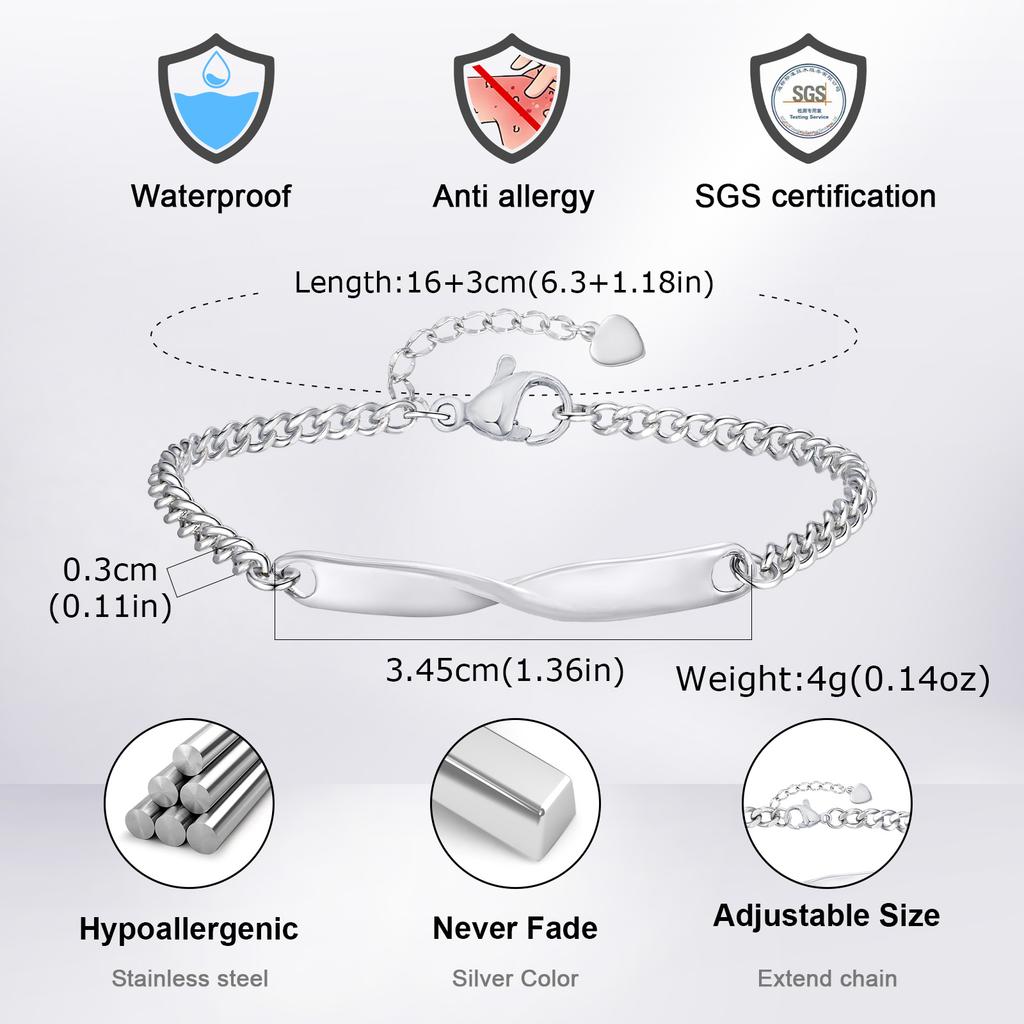 Chic Grinding Chain Mobius Bracelet for Women Men,Stainless Steel Couple Bracelets,Trendy Jewelry Gift for Lover