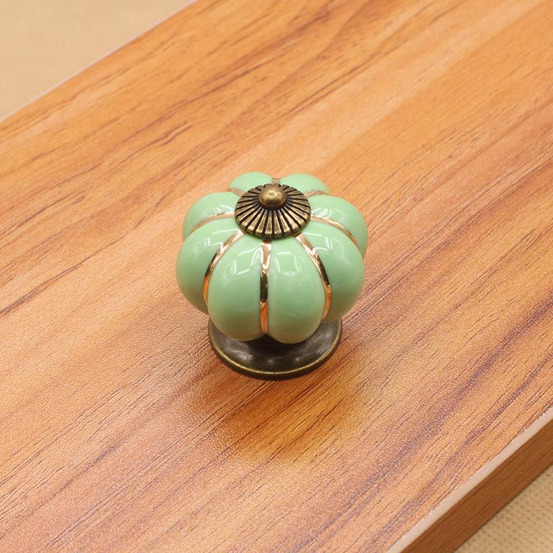 Vintage Furniture Handle Door Knobs Furniture Drawer Cupboard Kitchen Pull Handle Pumpkin Ceramic Cabinet Handles Retro Hardware