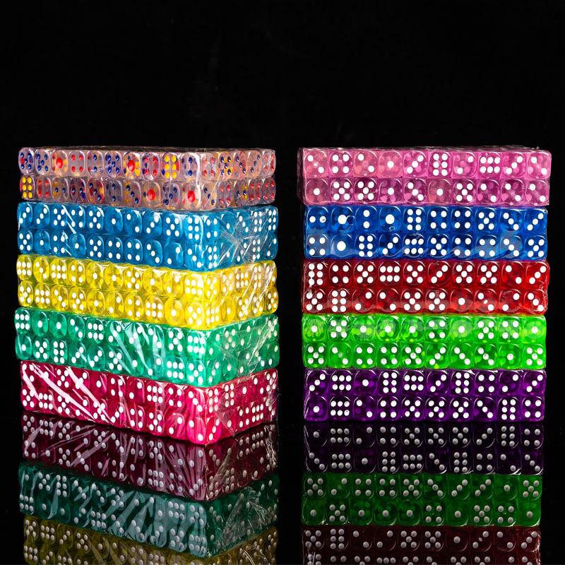 10/30PCS 14mm Colorful Transparent Dice with Velvet Bag Board Game Dice for Bar Tabletop RPG D&D Party Games Rounded Edge TMZ