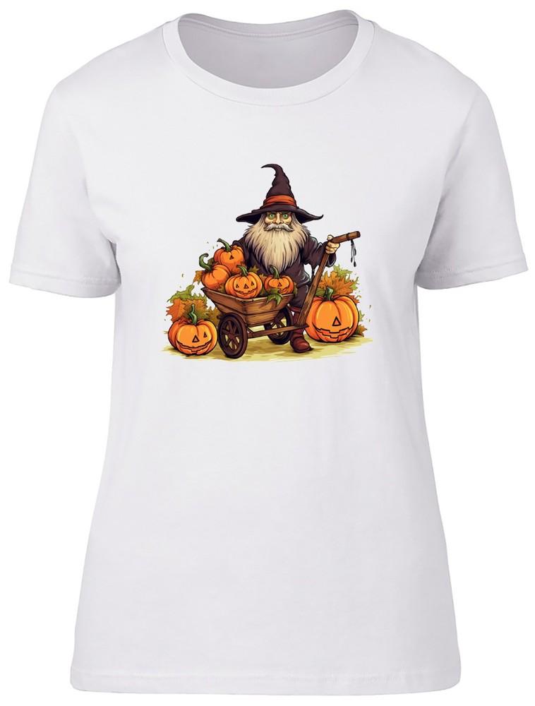 

Хэллоуин Волшебник Женская Футболка Тыквы Тачка Заплатка Женская Подарочная Футболка 2XL