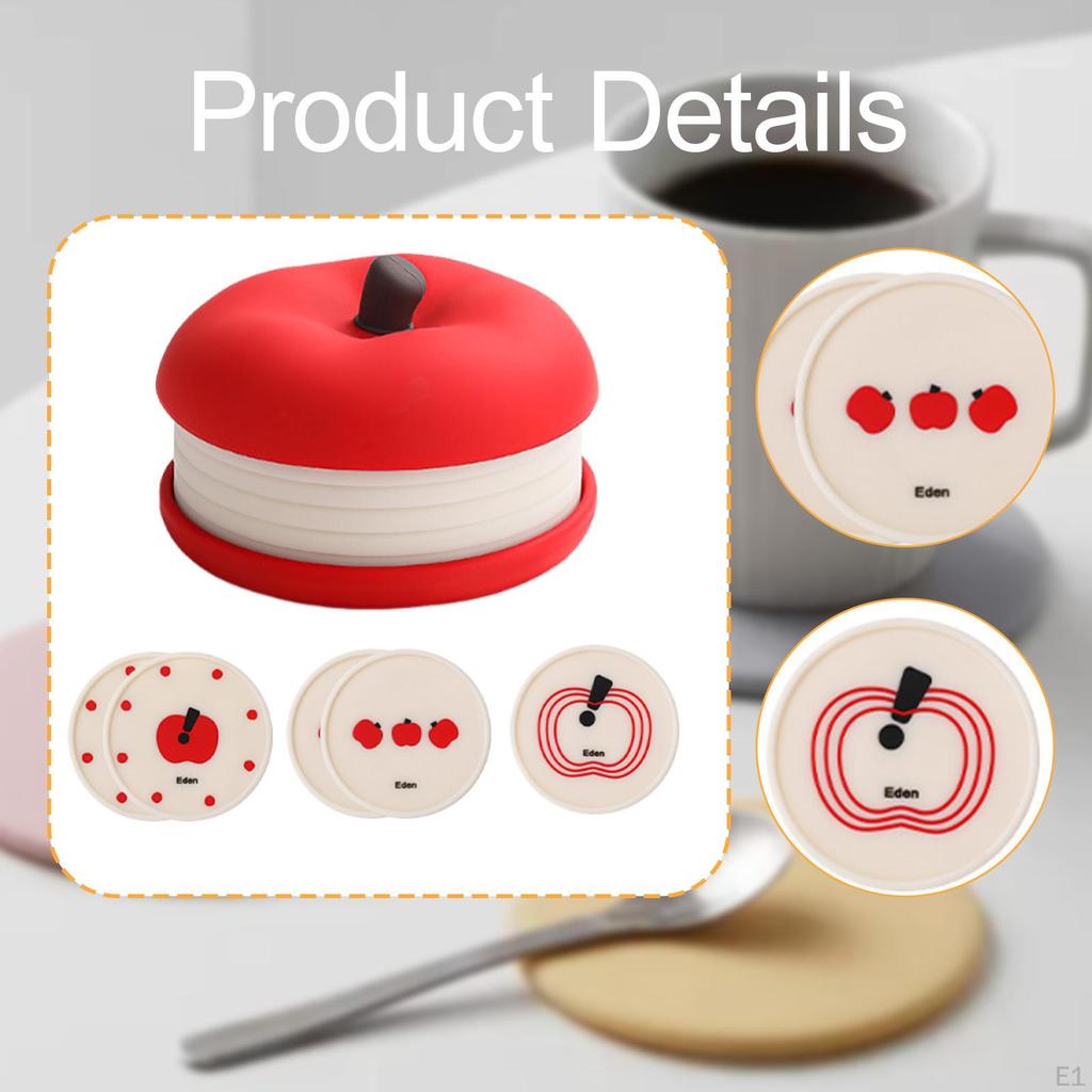 Fruit Shape Coasters Set of 5 Funny Drink Anti Slip Home Decor Tea Mug Mats Placemats for