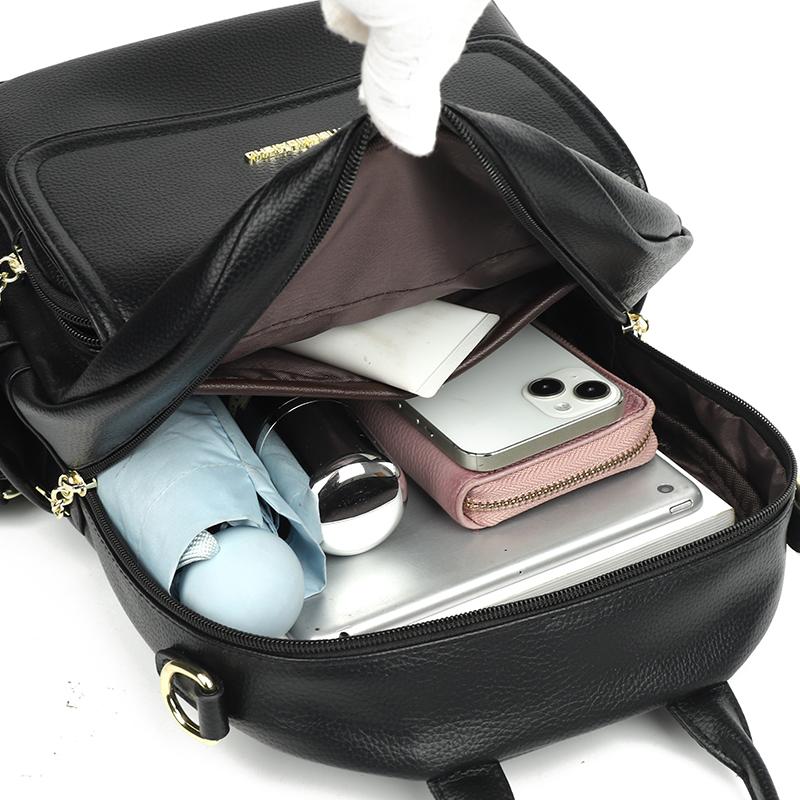 Backpack Travel Bag PU Large Capacity Commuter Bag Women Multifunctional Shoulder Bag