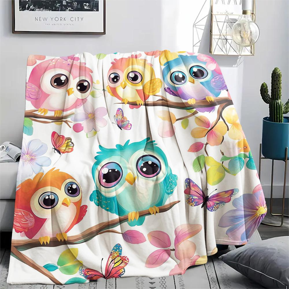 Flanelová deka s potiskem soviček, Vysoce kvalitní, Pohodlná pro všechna roční období, Domácí dekorace, Teplo a pohodlí, Perfektní jako vánoční dárky