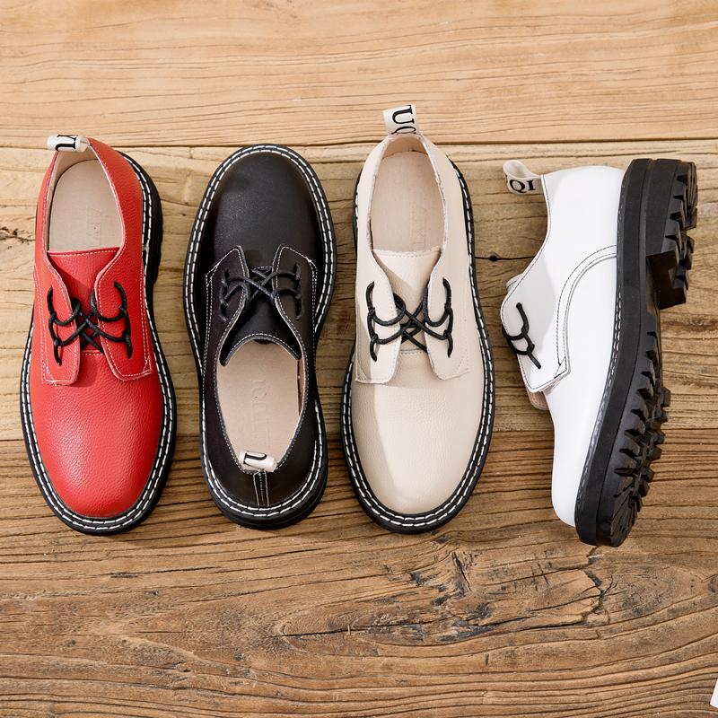 Fashion Retro Women Shoes Genuine Leather 2025 New Spring British Style Student Shoes Wild Thick Large Size 41 42 43 Ladies Oxford Shoes