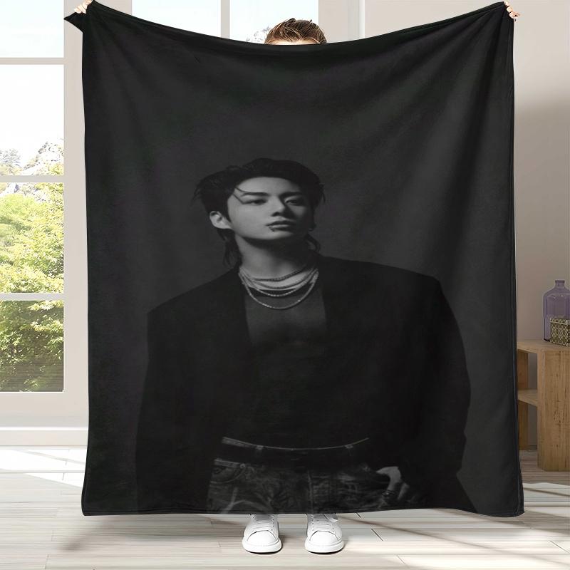 Jeon Jung Kook Kpop B-BTS Flannel Blanket,Ultra Soft Warm Plush Throw for Home Bedroom Bed Sofa Cover Office Camping gift