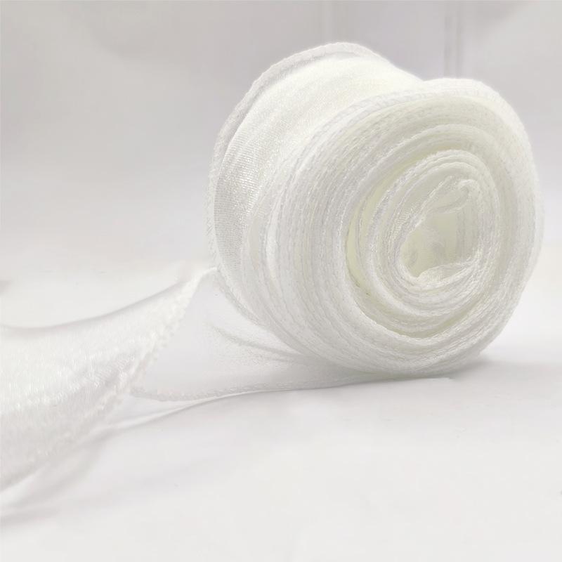 1 Roll Diy Bow Bouquet Voile Ribbons 4X900Cm Fishtail Organza Ribbon Reflective Iridescent Wavy Edge Ribbon For Gift Wrapping