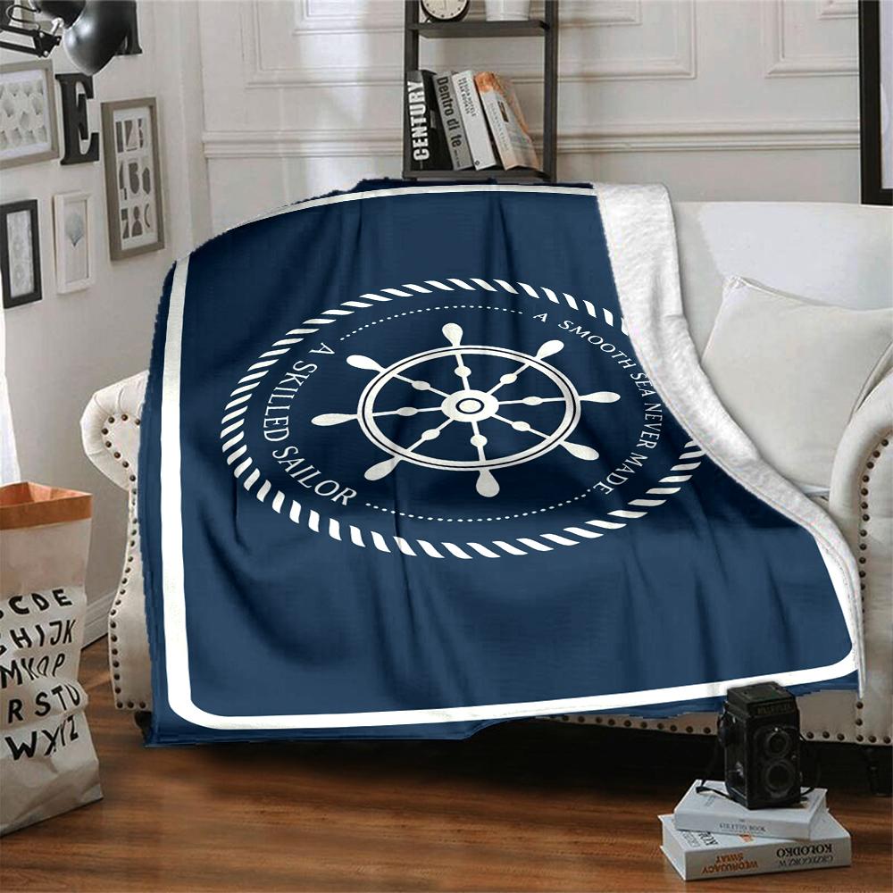 1Pc Smooth Sea Sailor Quote Blanket Soft And Comfortable Casual Warm Camping Travel Christmas Halloween Xmas Gift M928577