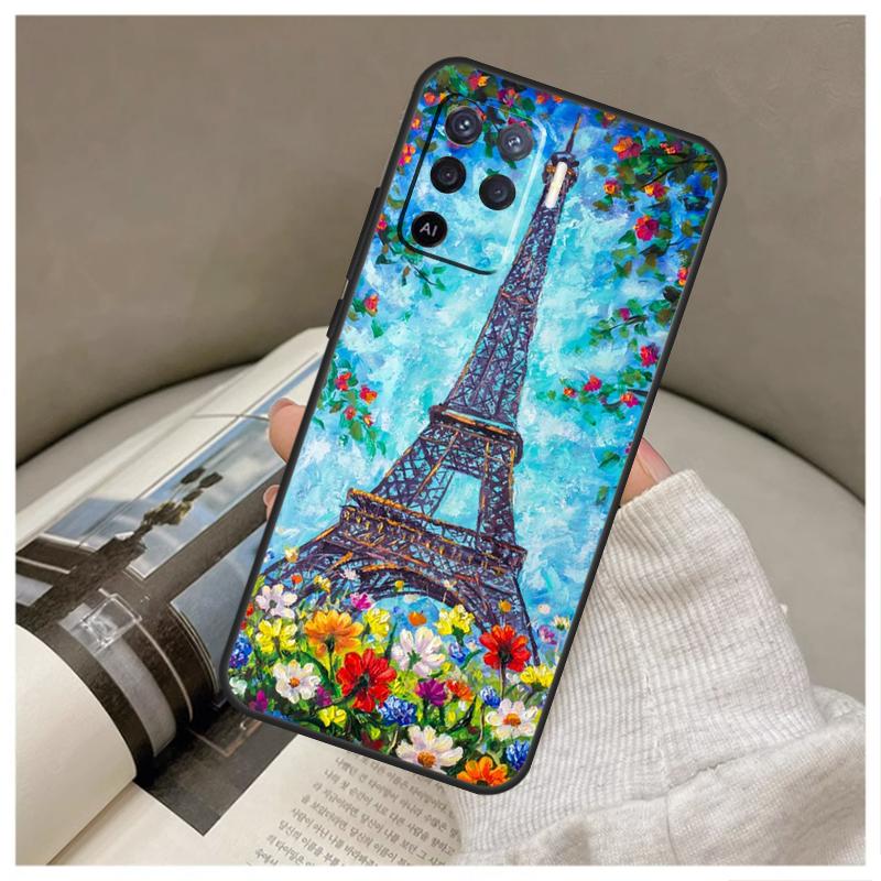 Paris Eiffel Tower Case For OPPO A96 A76 A16 A54 A74 A94 A98 A78 A5 A9 A15 A17 A77 A52 A72 A53S A57S A79 Cover