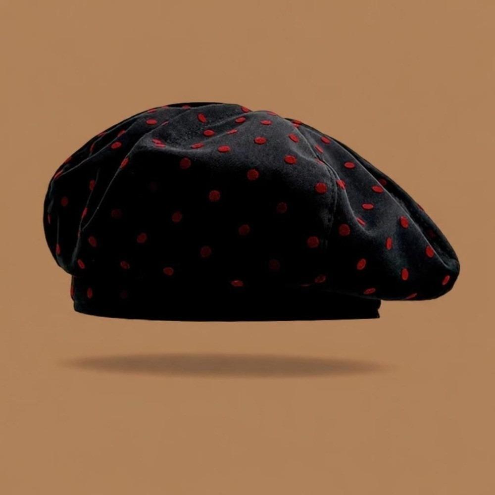Literary Polka Dot Berets Artistic Newsboy Hat Versatile Painter Hat for Women