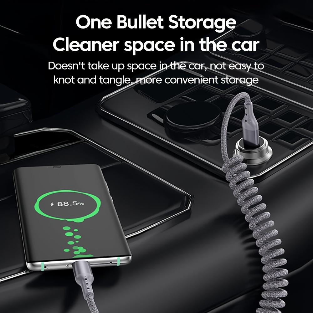 90 Degrees 100W USB Type C Spring Car Fast Charging Cable for Samsung Xiaomi USB C Data Cord for iPhone 15 Huawei USB C Wire