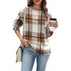 Women's Loose Plaid Pullover Sweatshirt, Long Sleeves, Neck Top