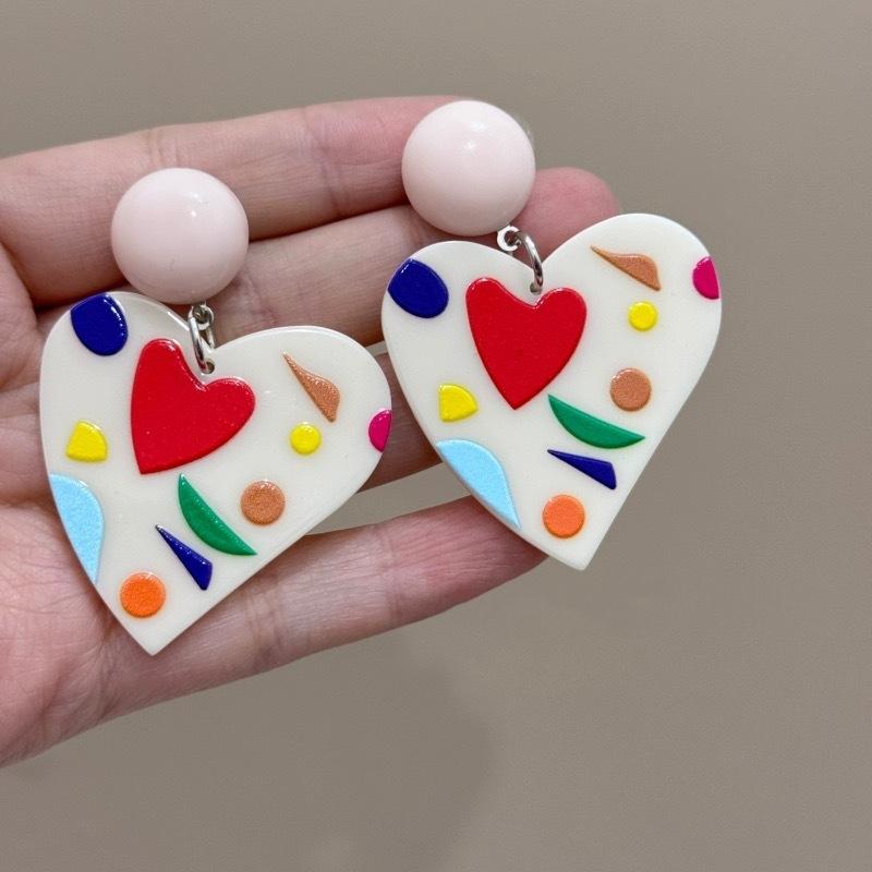 Adorables Boucles d'Oreilles Clips en Acrylique Fleur Pour Femmes Bohème Coréen Grand Géométrique Rond Carré Long Pendant Boucle d'Oreille Clip Bijoux