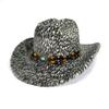 Western Cowboy Hat Autumn and Winter Men's and Women's Top Hats Retro Wooden Bead Accessories Leopard Print Jazz Hat