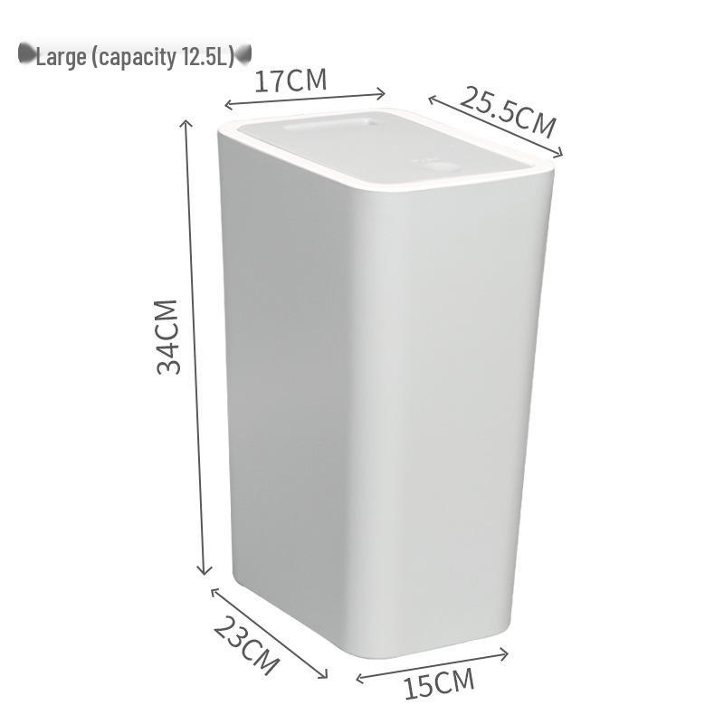 Press-Type Large Capacity Trash Can with Lid for Living Room, Kitchen, Bathroom, or Toilet - Hands-Free Operation
