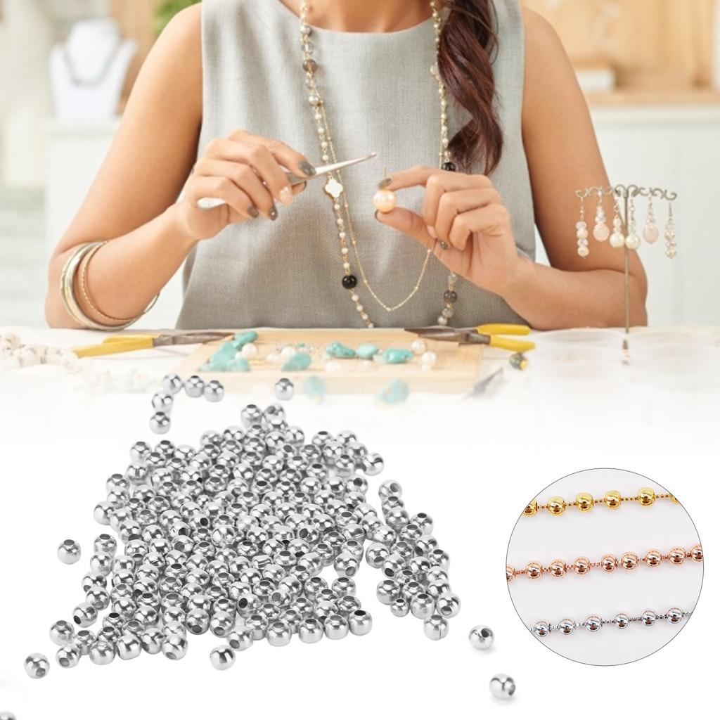 200Pcs Jewelry Beads Simple Material Bracelet Necklace Accessories Partition Beads for DIY JewelrySilver