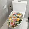 Flower Pattern Bathroom Toilet Seat Decorative Stickers Self-adhesive Waterproof Bathroom Creative Stickers