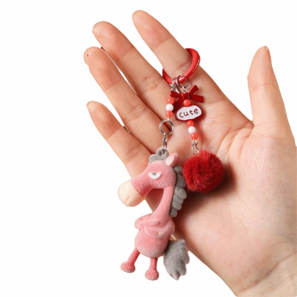 

Elegant Year of the Horse Keychain Animal Plush Pony Bag Charm Zodiac Pendant Lucky symbol красный