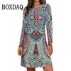 2024 Fall New Arrival Women's Dresses Ethnic Style Bohemian 3D Printing Dress Vintage Casual Loose Long-Sleeve Fashion Clothing