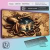 HYBXAXC Vintage Deep Sea Monster Extended Desk Mat Ocean Sea Monster Pattern Gaming MousePad Thick Lockedge Keyboard Mat
