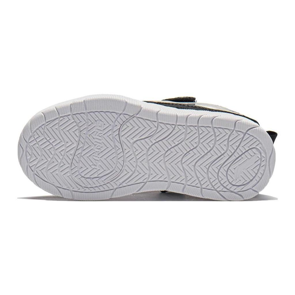 Li Ning Kids Round Toe Velcro Durable Shock Absorption Low Top Skate Shoes Kids Skate Shoes Black White YKNU022-1