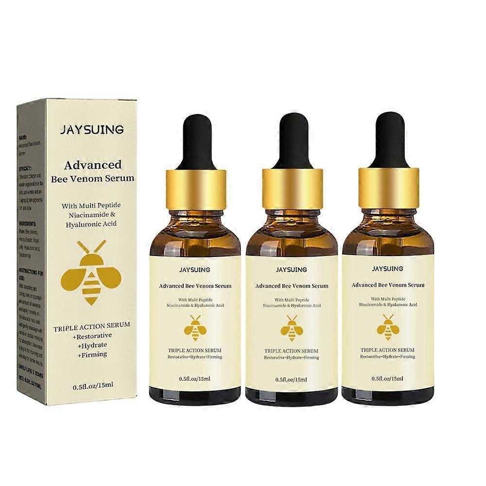 3 Stück Fortschrittliches Bienengift-Serum, Honig Anti-Aging Gesichts-Serum, Bienengift-Essenz Faltenentfernende Essenz Feuchtigkeitsspendend, Honig-Serum für das Gesicht