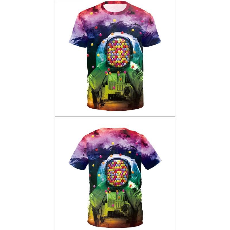 Summer Round Neck 3D Animal and Fantasy Print Top Fashionable Casual Short Sleeved Men's T-shirts