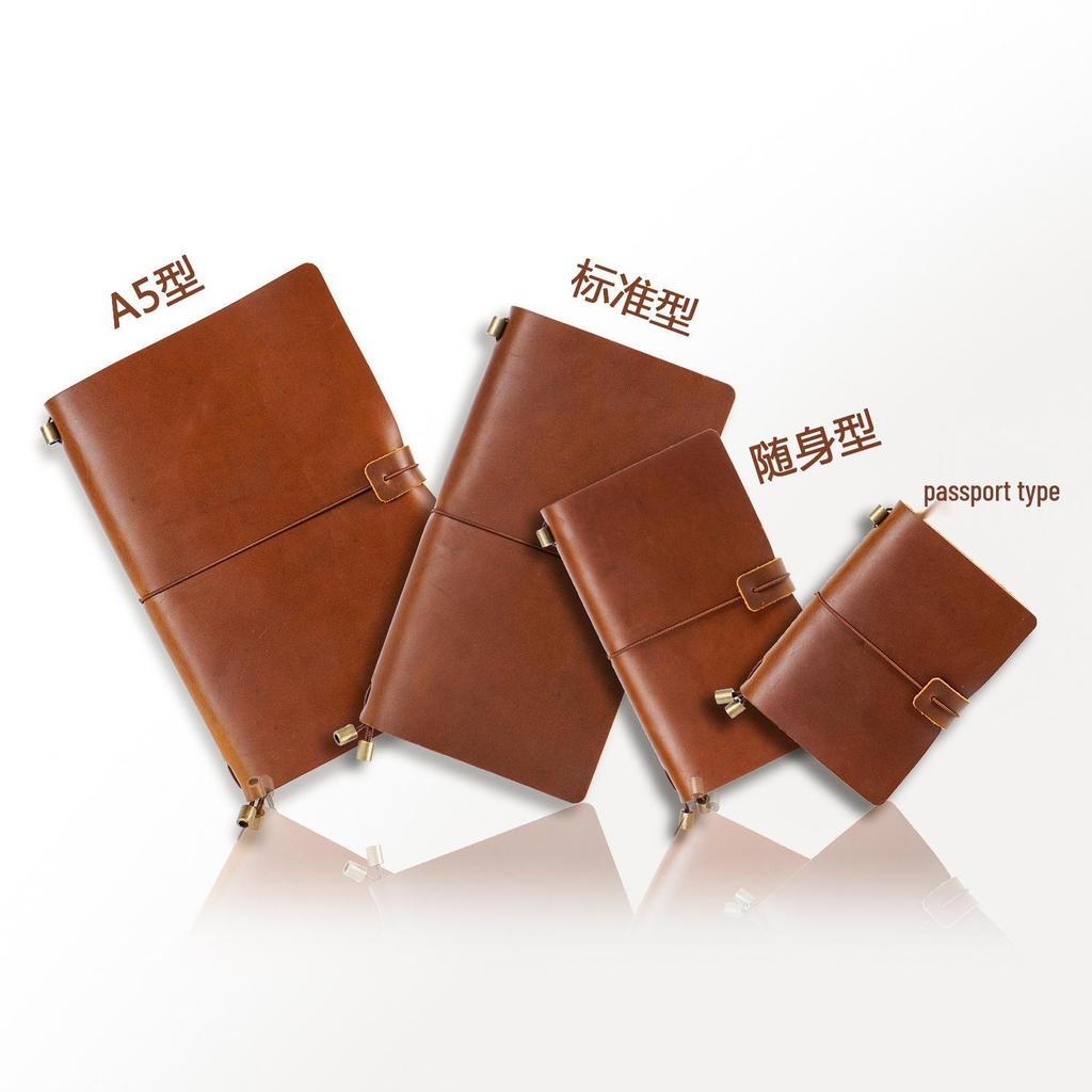 Handgefertigter personalisierter Notizbucheinband aus Rindsleder mit Loseblattplaner