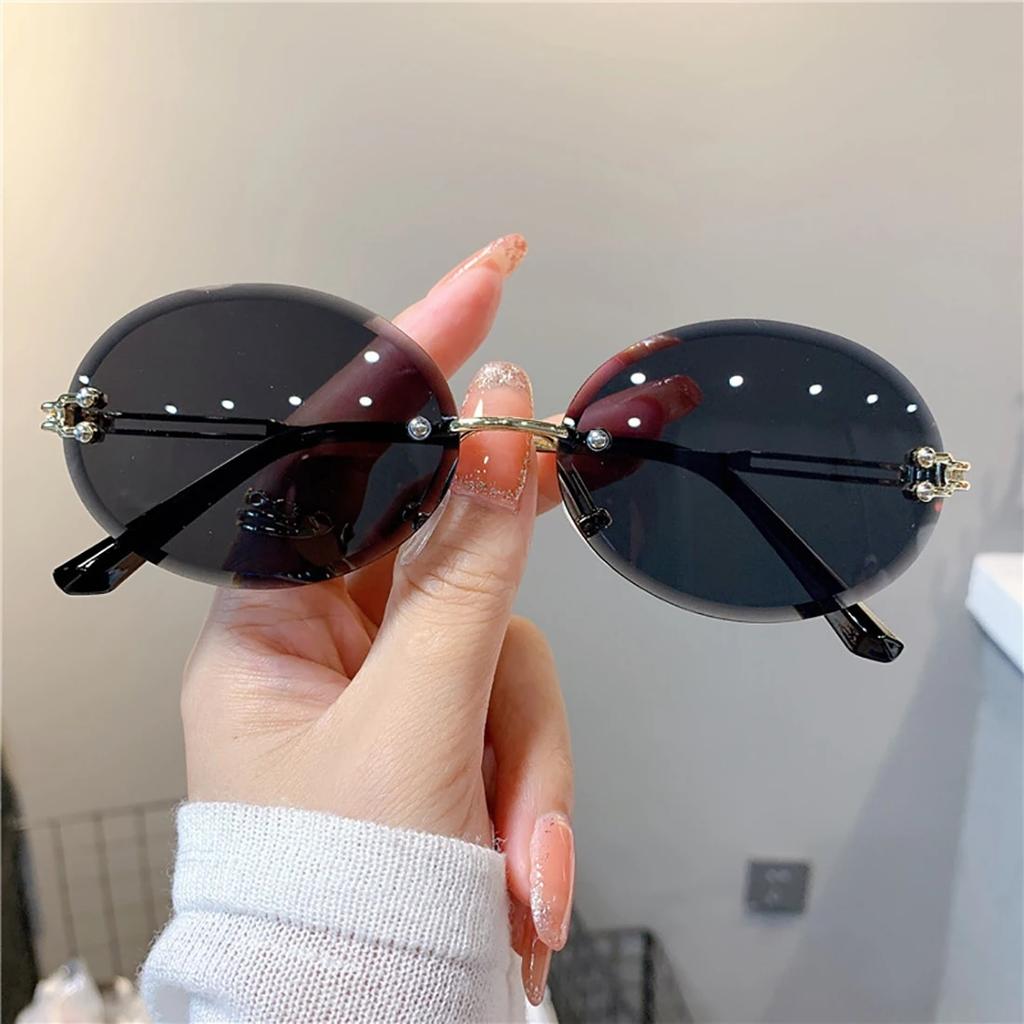 Rimless Luxury Fashion Cat Eye Sunglasses Women Glasses Blue Shades Lunette De Soleil Femme Gafas De Sol Mujer Lentes