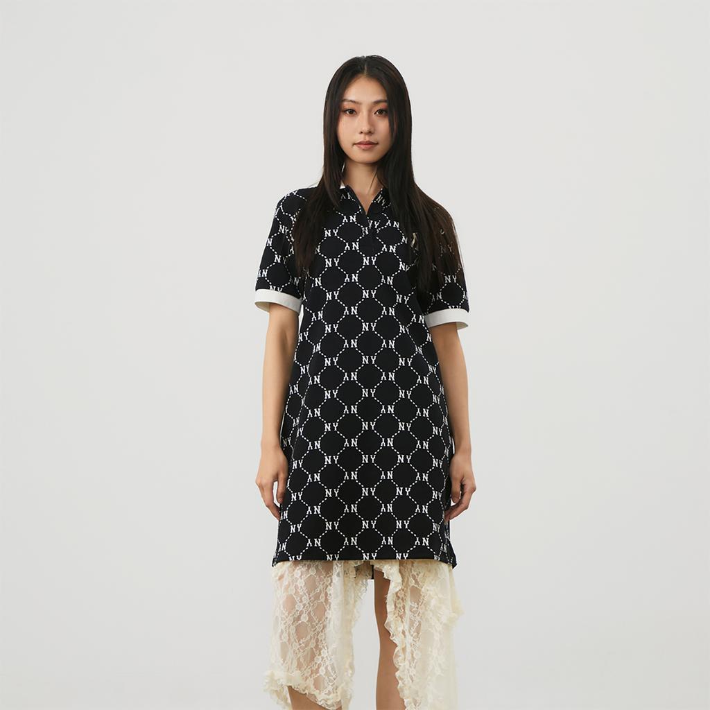 New MLB New York Yankees SS24 Short Sleeved Dress Women's Black 3FOPM0443-50BKS