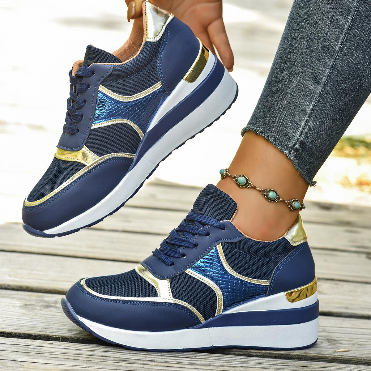 

Women Sneakers Spring Walking Lace-up Casual Platform Shoes Women Big Size Outdoor Lightweight Sneakers Women De Mujer 36 синий