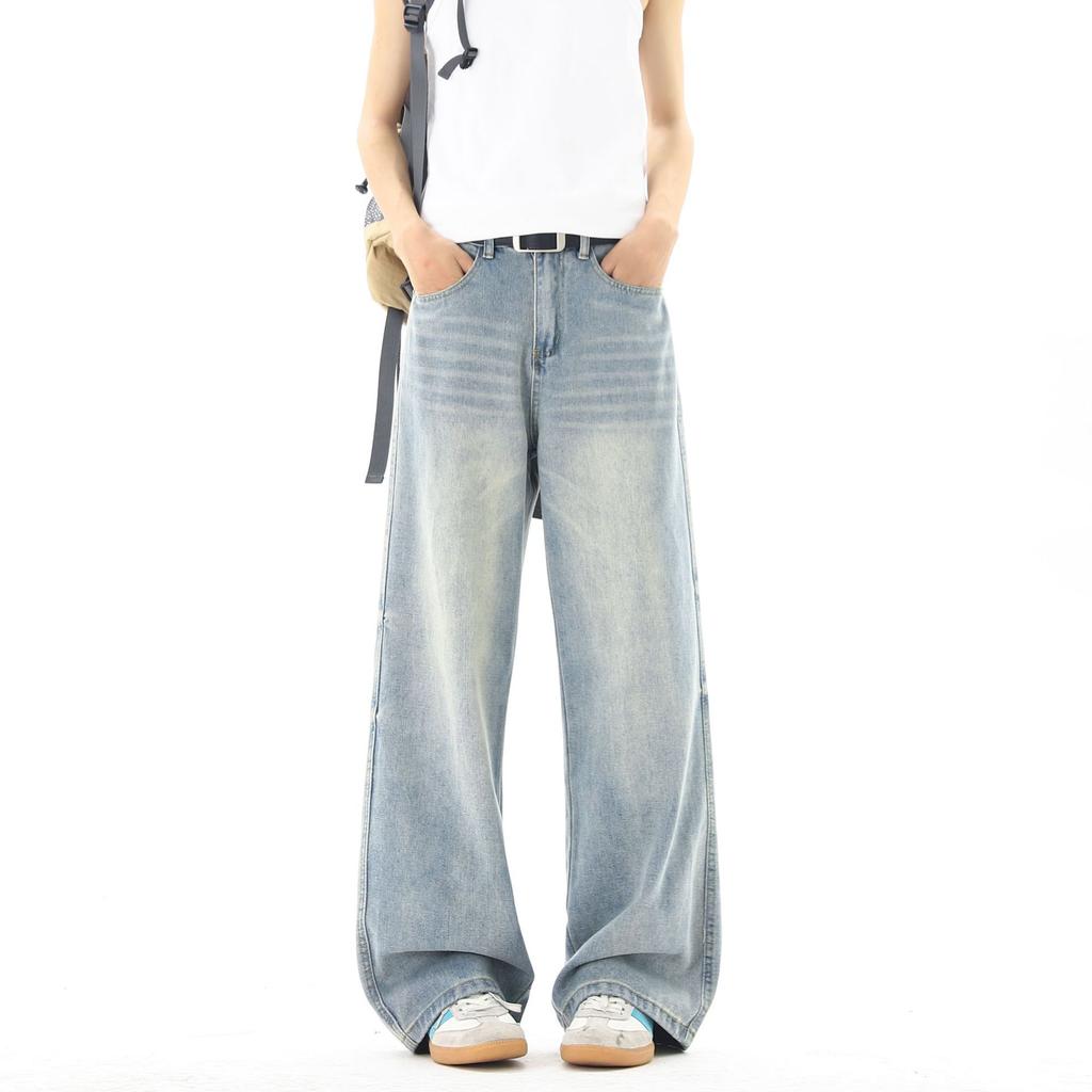 American Retro Washed Jeans Cleanfit Men's and Women's Micro-pull Pants, Thin and High Straight-leg Pants, New Floor-mopping Pants