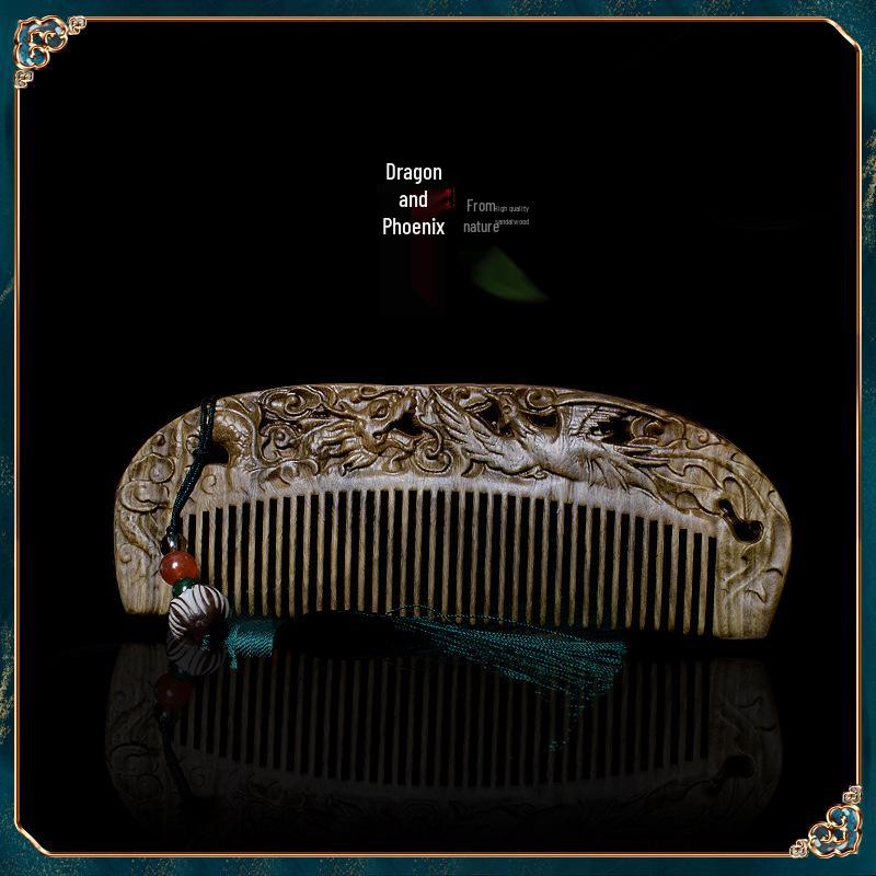 Women s Green Sandalwood Carved Comb - Perfect Gift for Long Hair and Girlfriends