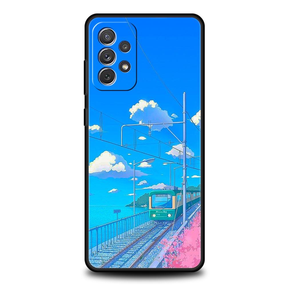 Cherry Blossoms Traint Moun Fuji Case For Samsung A13 A51 A71 A41 A31 A21S A11 A01 A03S A12 A32 A52 A22 A23 A33 A53 A73 5G Cover