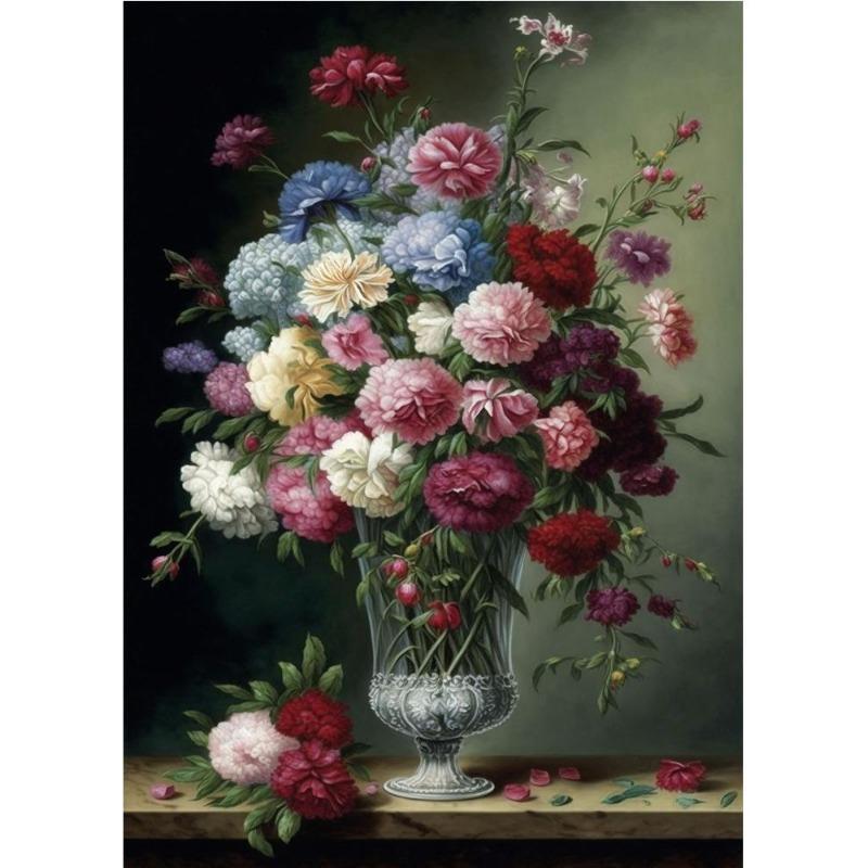 Scandinavian Bright Still Life with Flowers, Floral Art, Poster, Canvas, Painting, Abstract Vintage Wall Art for the Living Room