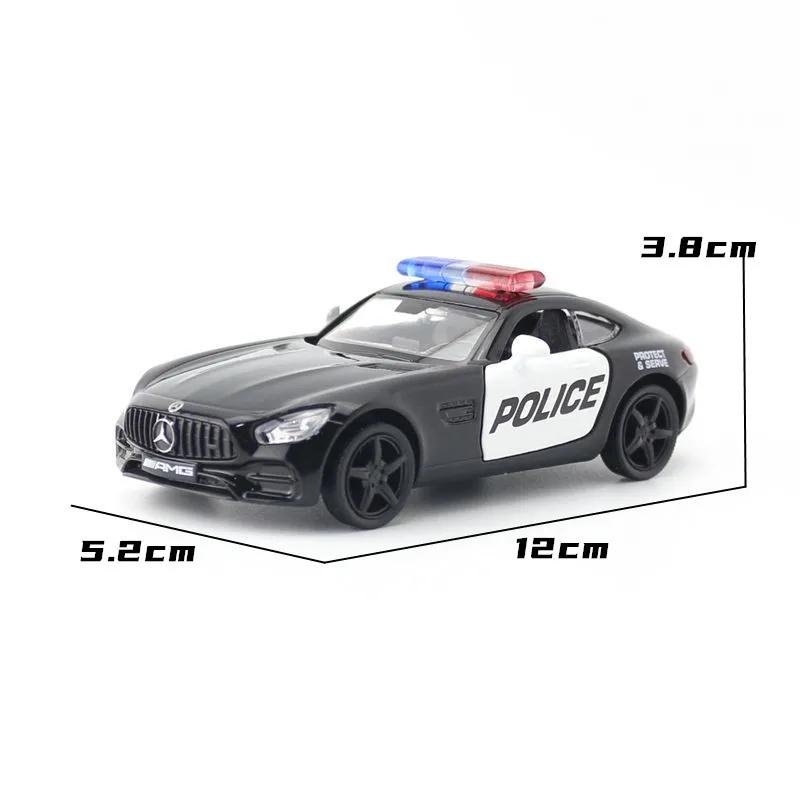 1/36 Scale Benz AMG GTS Police Car Model Car Diecast Toys for Kids Boys Gift Pull Back