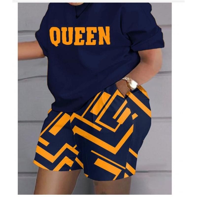 Conjunto de top y pantalones cortos informales de gran tamaño con estampado 3D de verano, conjunto informal de dos piezas informales de moda para mujer, chándales