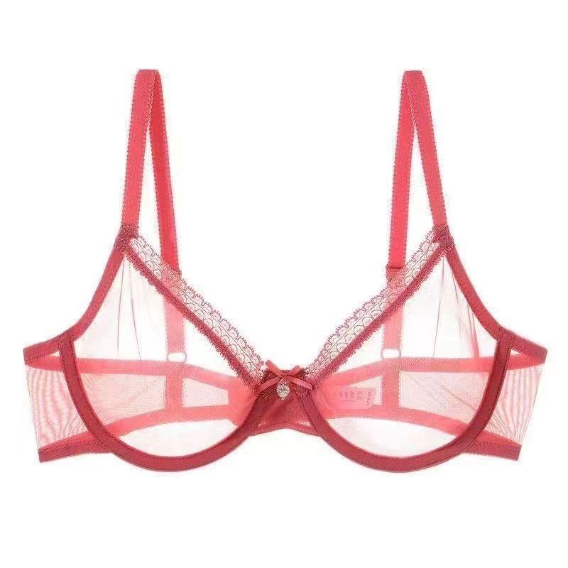 Sexy Durchbruch Ultra-Dünn Transparentes Spitzen-BH-Set, Push-Up Volle Oberweite Coquette Pikant Damen-Dessous-Set