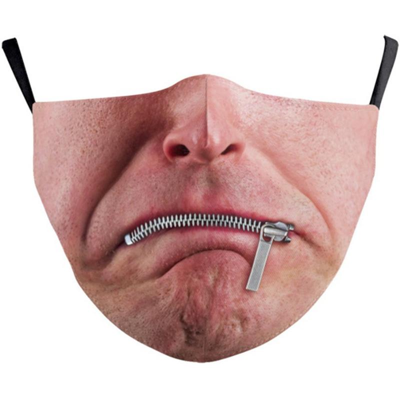 Adults Mouth Masks Comical Printed Cotton Blend Facial Expressions Fashion Face Shield Masque Facial Masks Halloween Supply