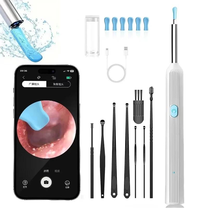 Wireless Ear Wax Removal With Camera Rechargeable Ear Cleaner 8 Megapixels Check Camera with 6 Pcs Ear Spoon Set Canal Clean