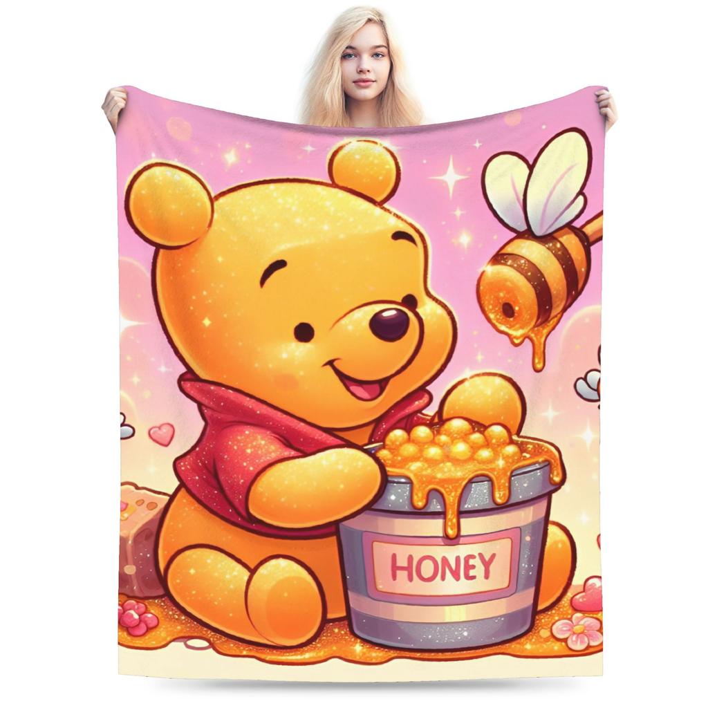 Winnie the Pooh Blanket Cute Cartoon Flannel Awesome Warm Throw Blankets for Bedding Lounge Spring Autumn